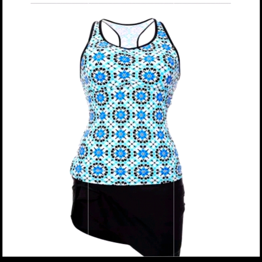 Abstract Print Racerback Tankini